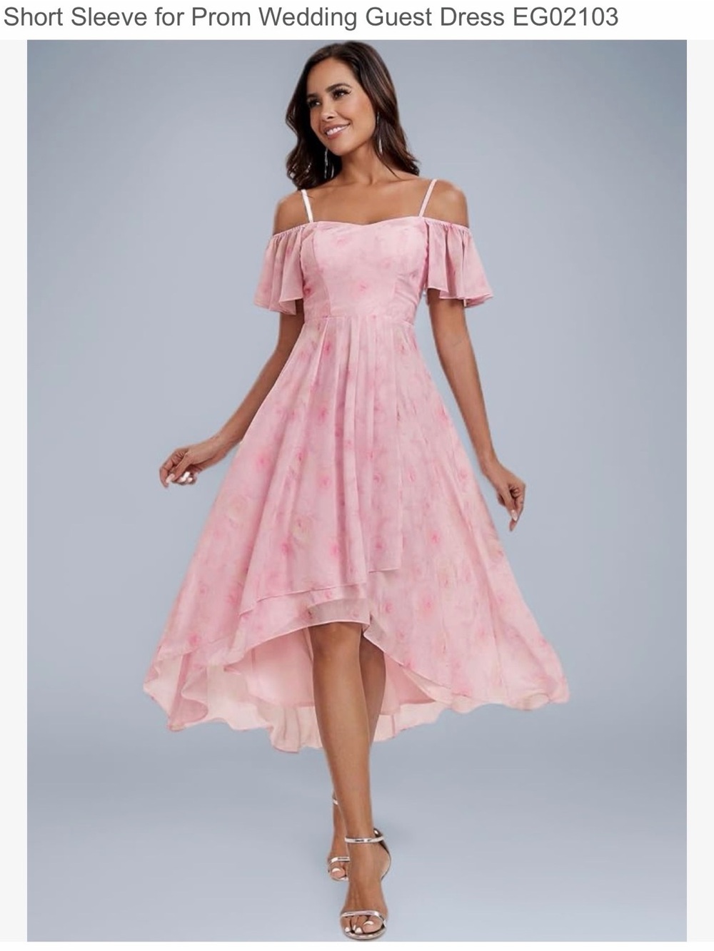 NWT! Ever Pretty Blush Pink Off-Shoulder High-Low Cocktail Dress